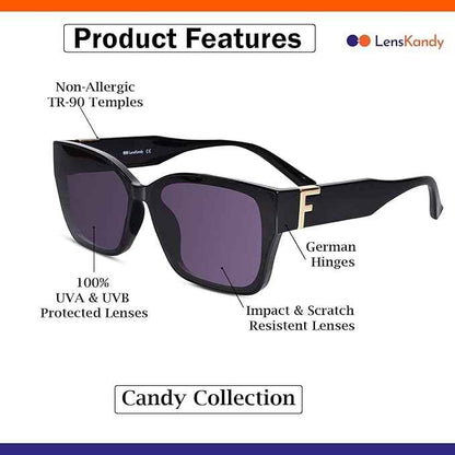 Black Rectangular Sunglasses For Men & Women