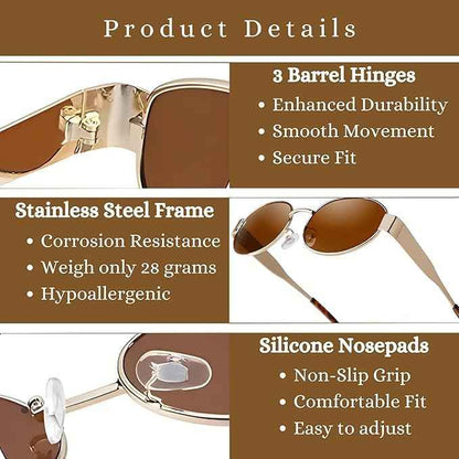Retro Golden Oval Sunglasses for Women & Men