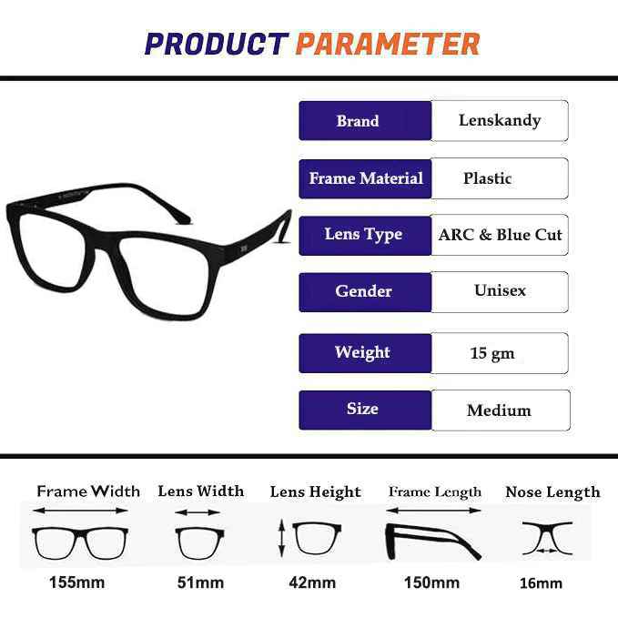 Urban Matte-Ocean Blue Rectangular Eyeglasses & Computer Glasses For Men & Women