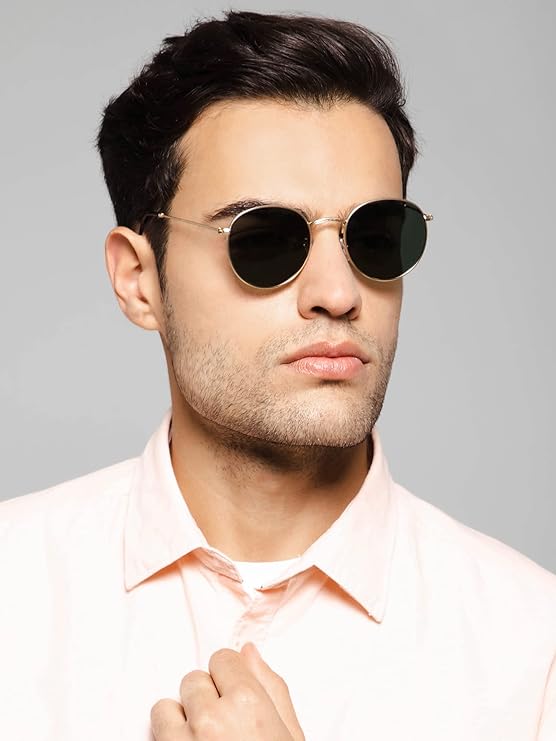 Vintage Polarised  Golden Round Sunglasses