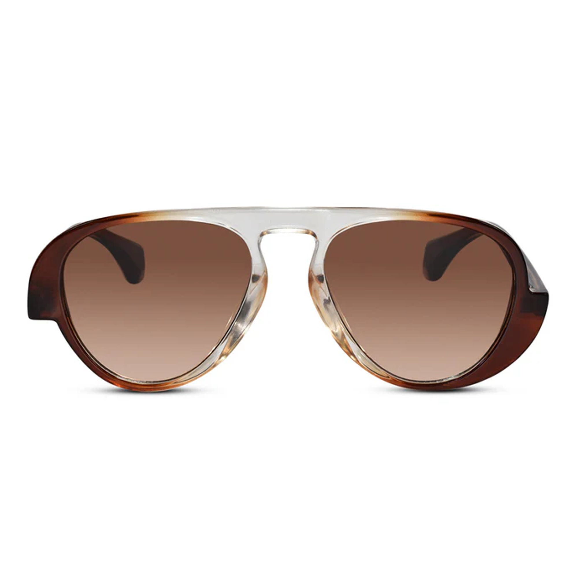Dual Tone Stylish Avaitors  Brown Sunglasses For Men Women LKSM488-BRN