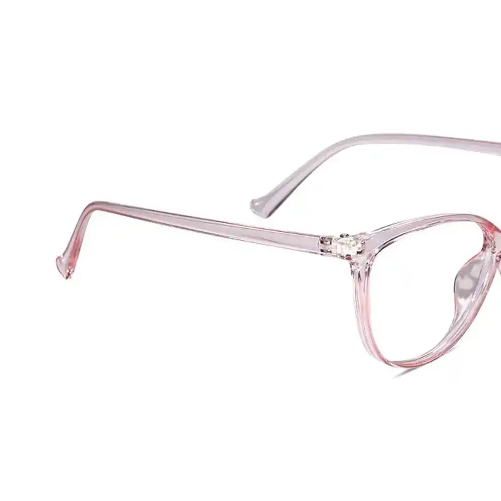 Detailed view of stylish cat eye scratch resistant transparent frames,clear frame reading glasses