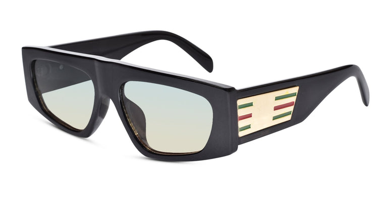 Retro Bold Rectangular Black Sunglasses For Men