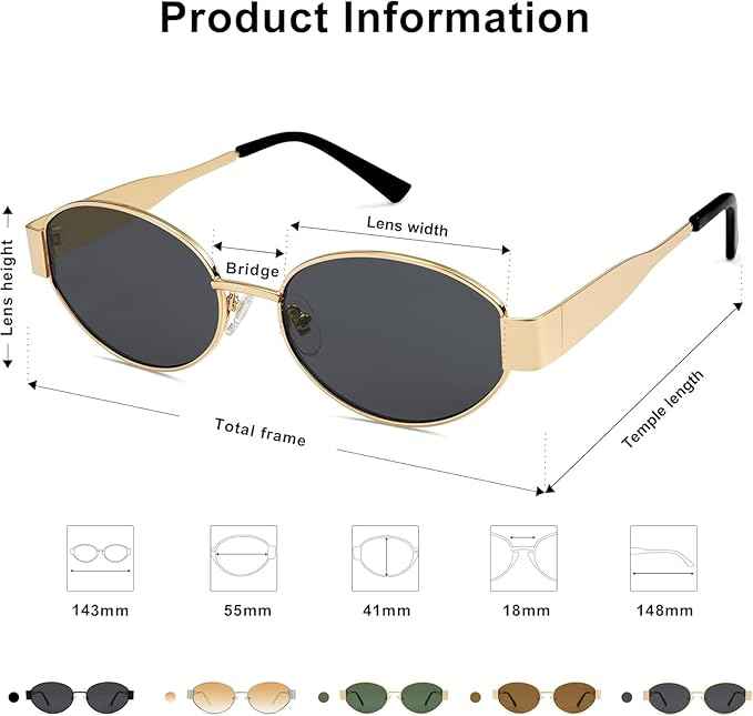Black Gold Oval Sunglasses For Women & Men