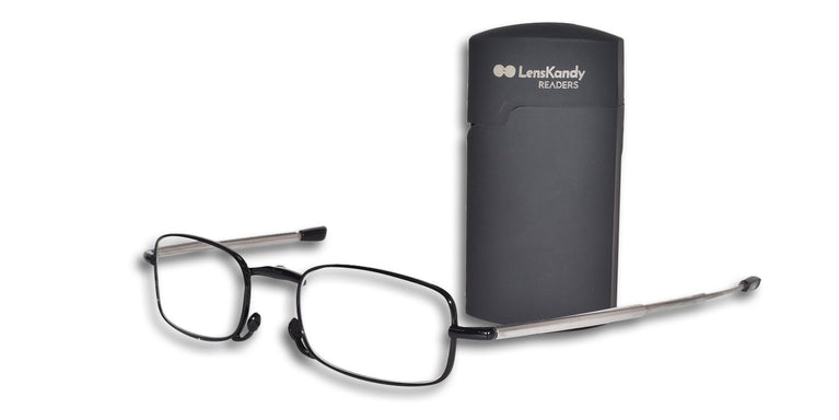 Grey Full frame foldable Rectangle reading glasses