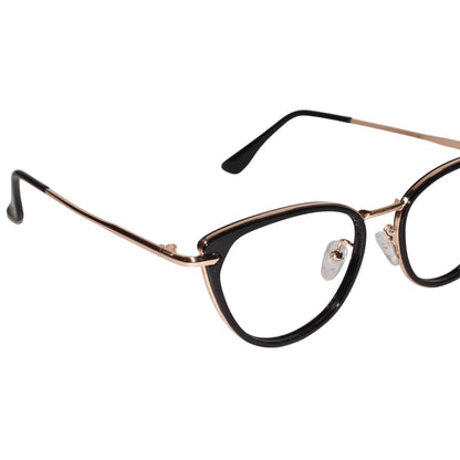 Black-Gold Cat-Eye Eyeglasses For Women