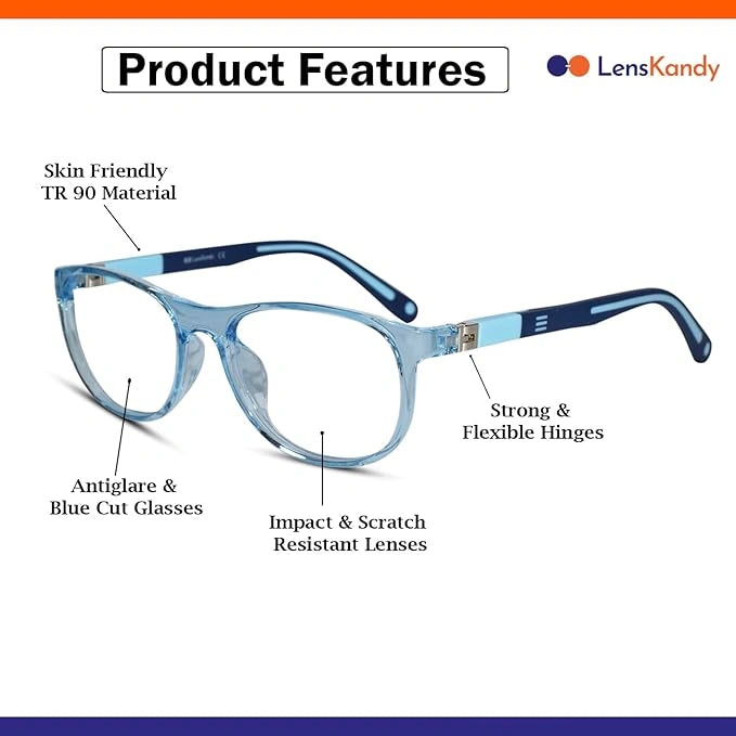 Rectangular Blue Eyeglasses For kids LKEK5030-BLU