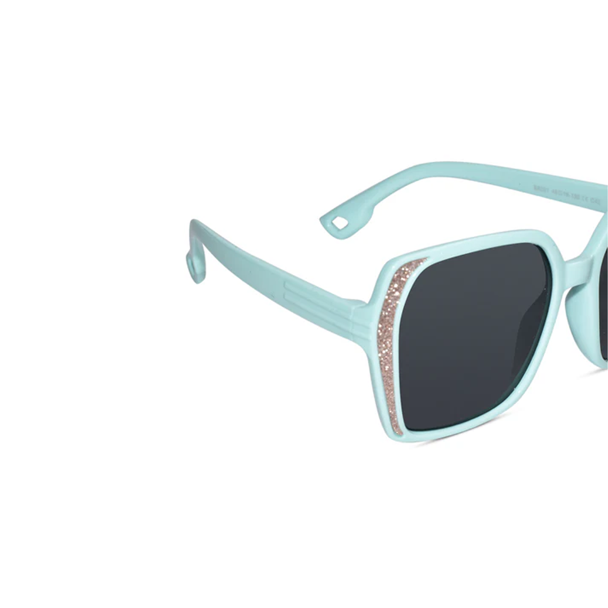 Aviator kids sunglasses with light green temple and black lenses