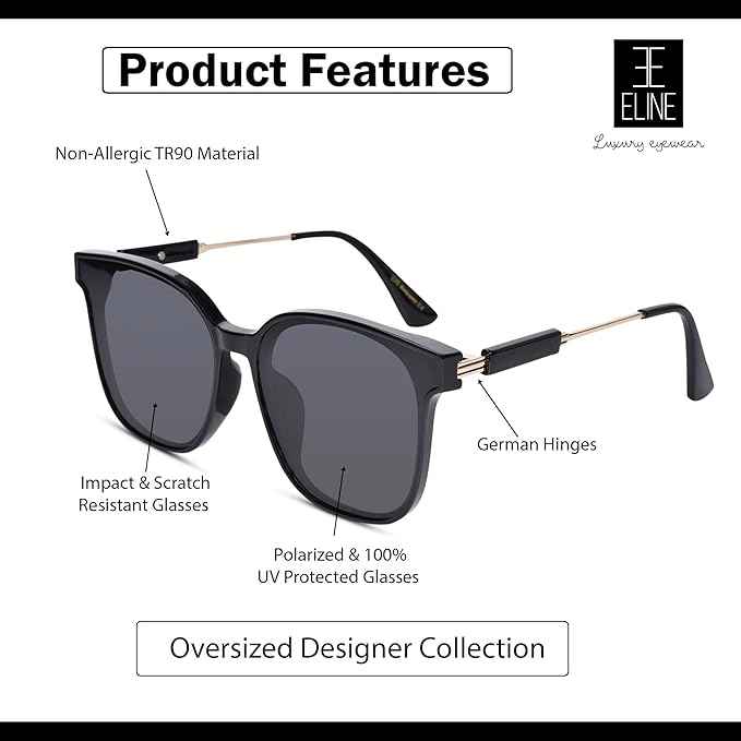 Luxury Black Square Sunglasses For Women