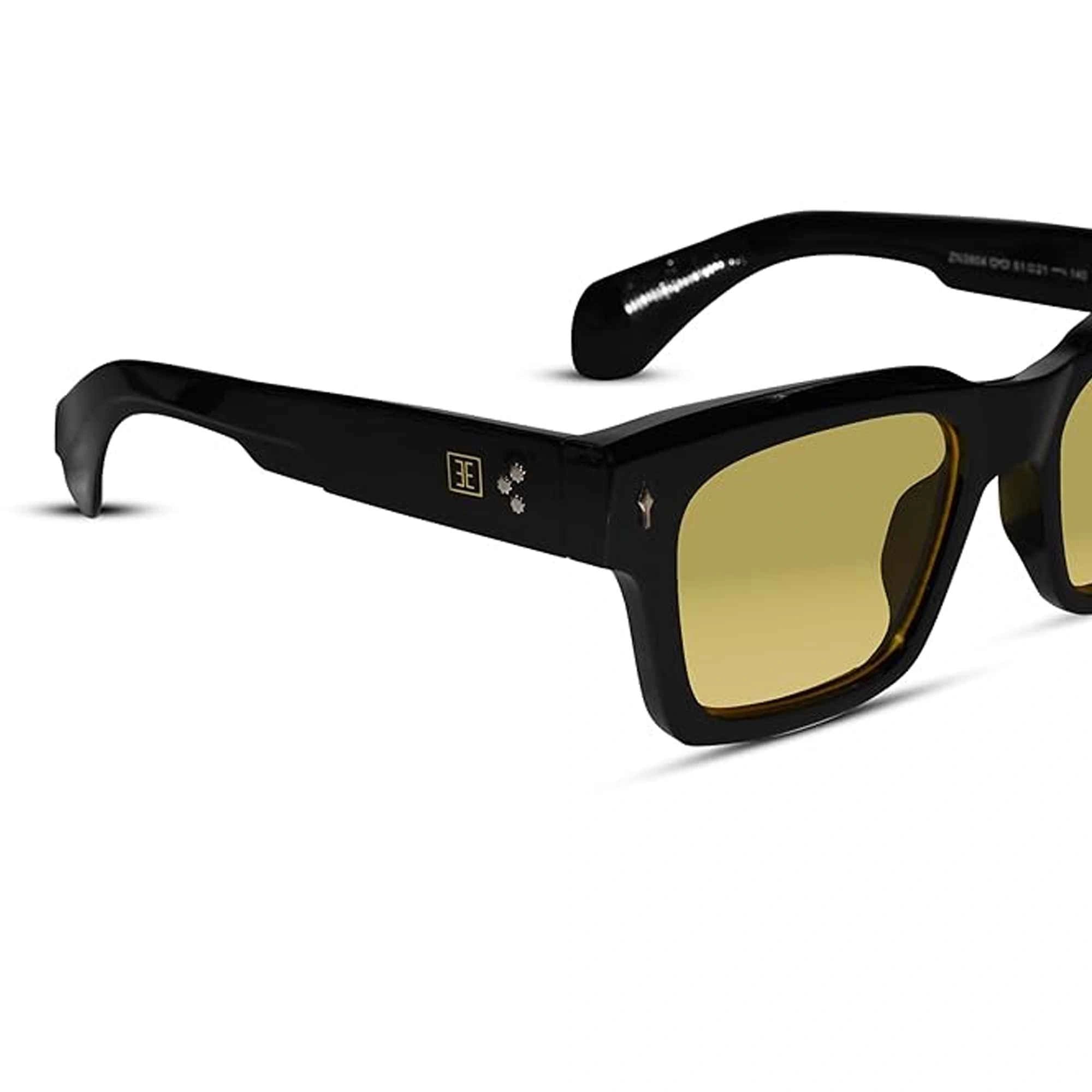 Vintage | Black Bold Wayfarer Yellow Sunglasses For Men & Women LKS3804-BLK