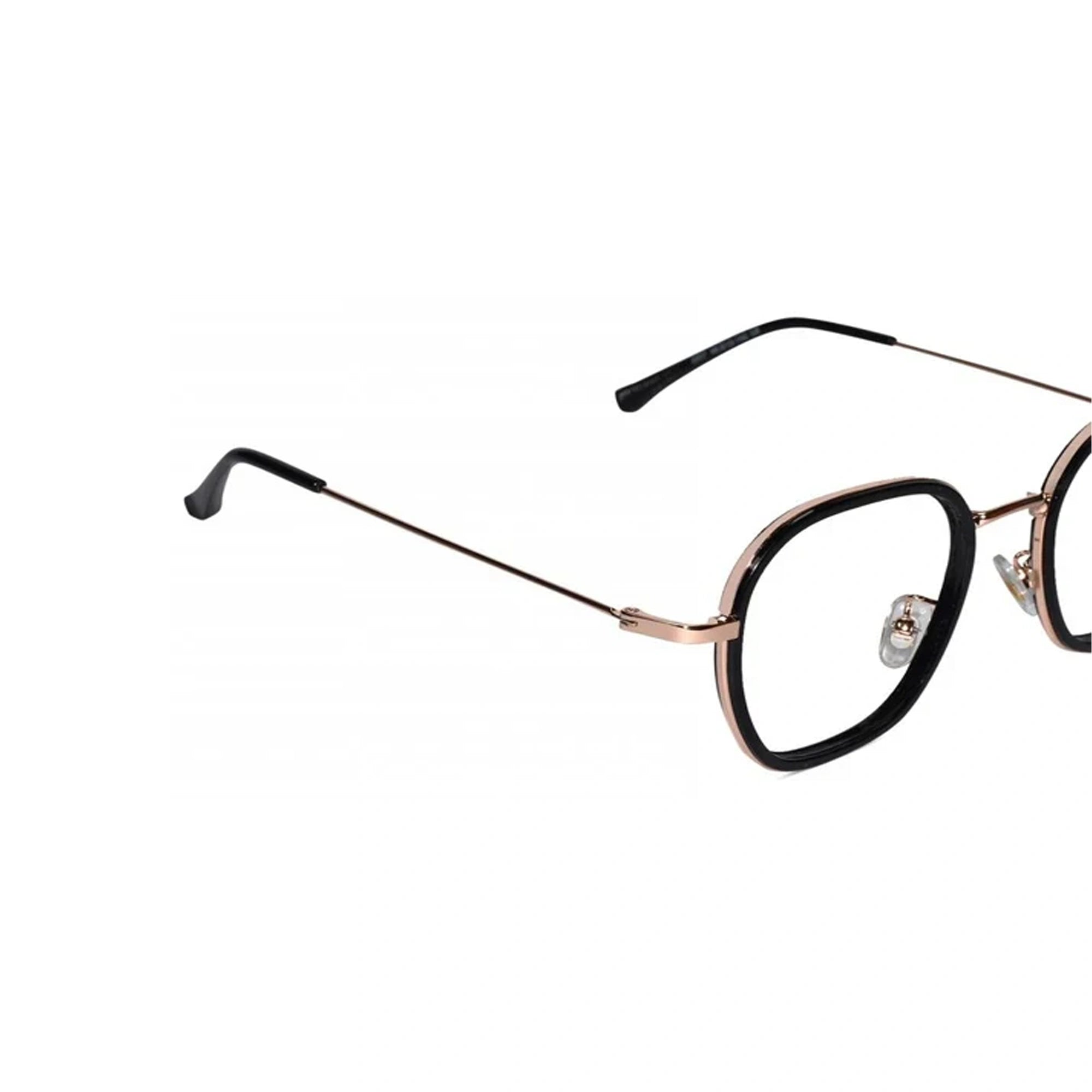 Black Rose Gold Full Rim Hexagonal Eyeglasses
