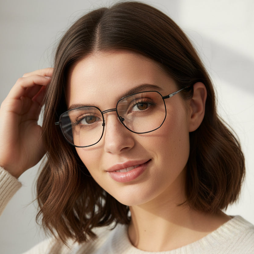 Sleek Black Oversize Eyeglasses For Women LKS5558-BLK