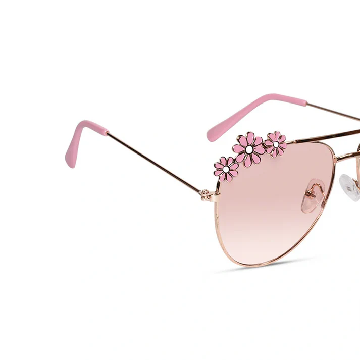 Aviator Floral Red Sunglasses For Girls