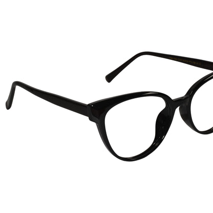Glossy Black Cat-eye Eyeglasses For Women