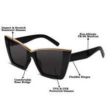 RoyalGaze | Black Oversize Cateye Sunglasses For Women