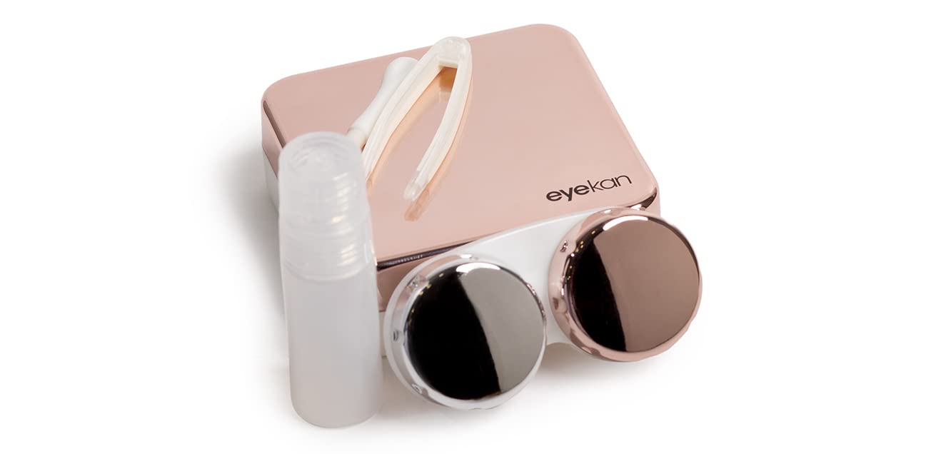 Eyekan Travel Contact Lens Case Box with Mirror (Rose Gold)