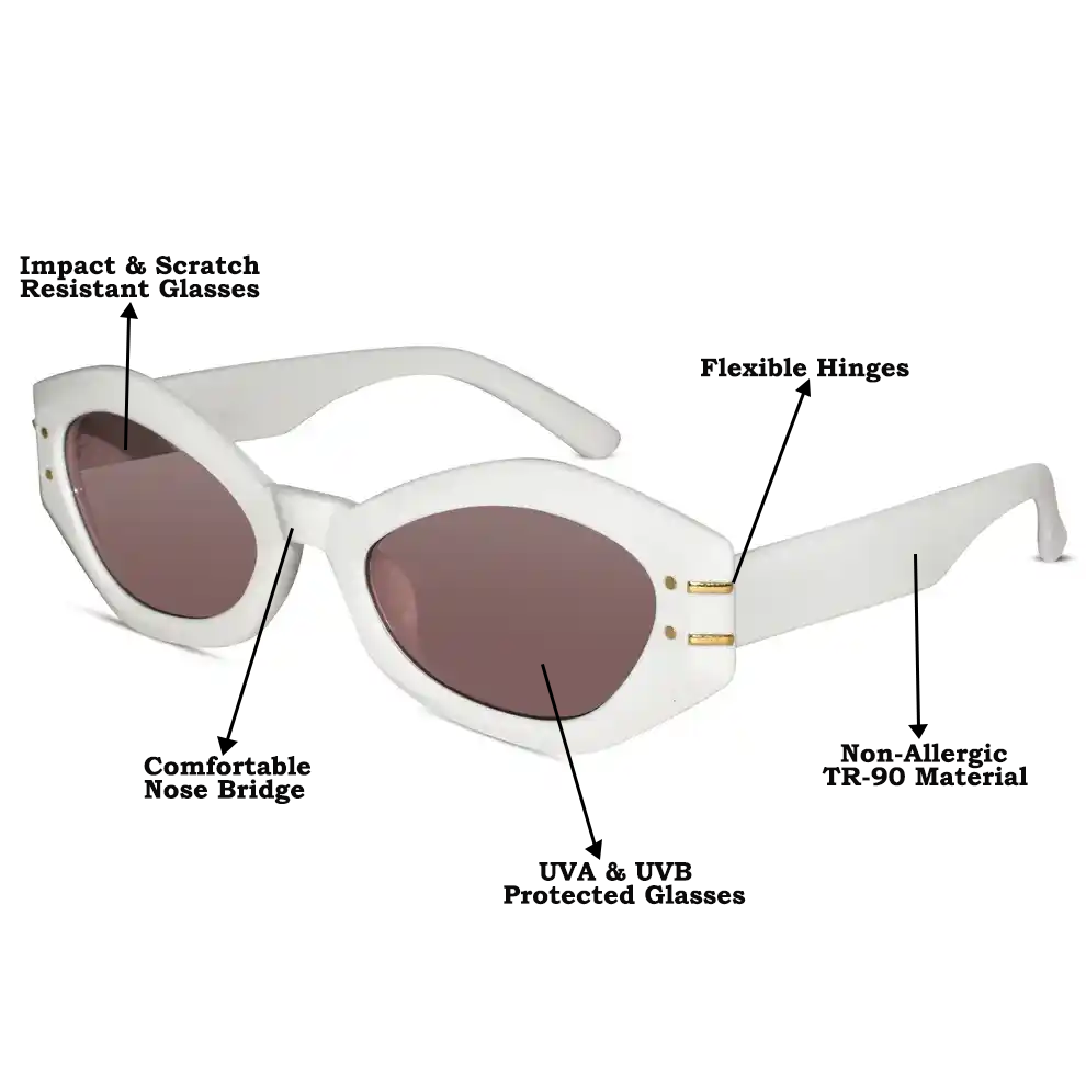 White Bold Cat eye Sunglasses For Women