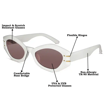 White Bold Cat eye Sunglasses For Women