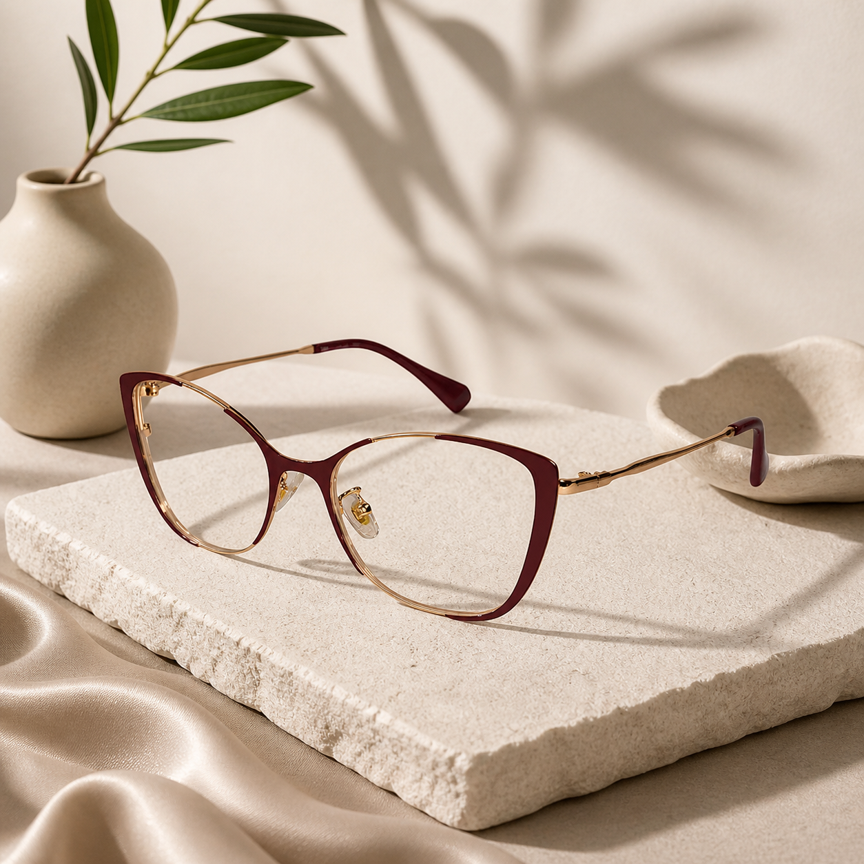 Gold Red Cat eye Eyeglasses & Computer Glasses For Women LKM0002-RED