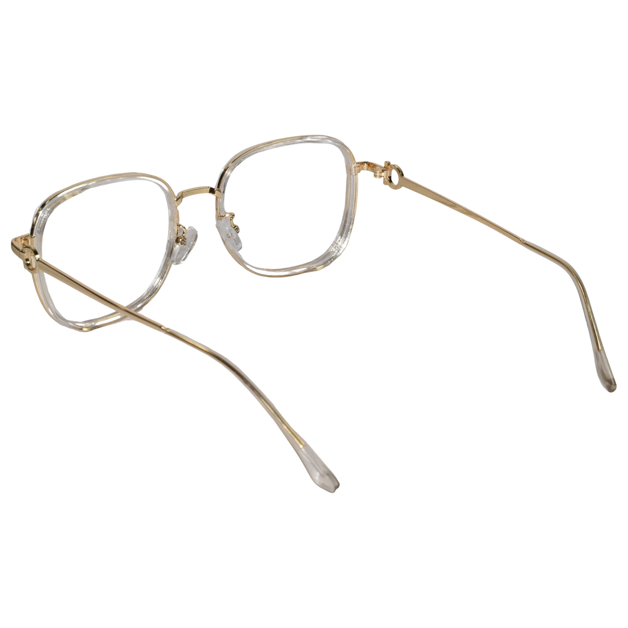 Designer Gold Square Metal Eyeglasses For Women LKE2312-TRANS