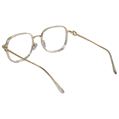 Designer Gold Square Metal Eyeglasses For Women