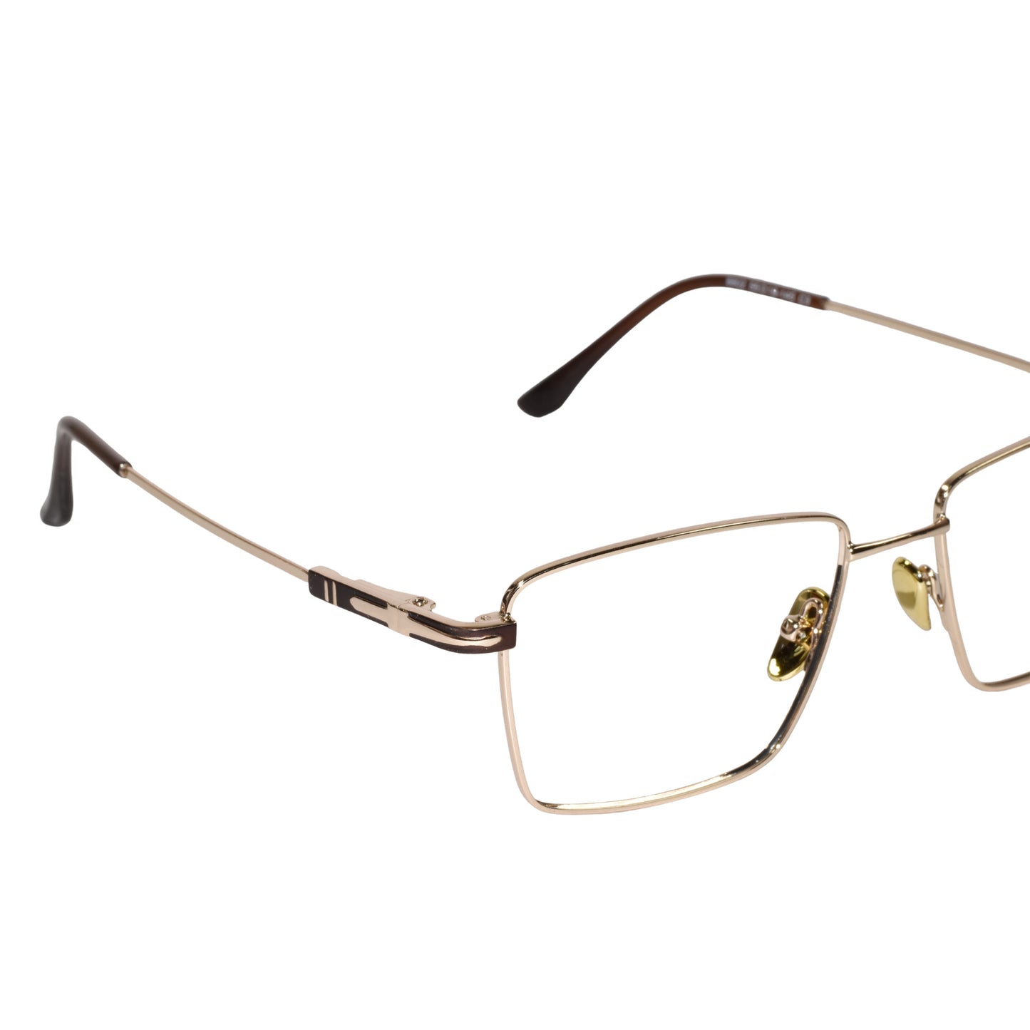 Designer Gold Rectangular Eyeglasses For Men