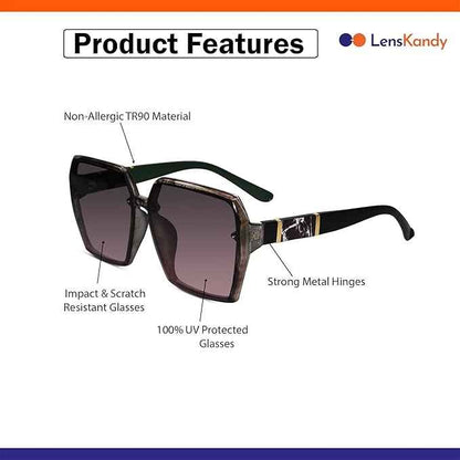 Black Oversized Square Sunglasses for Women
