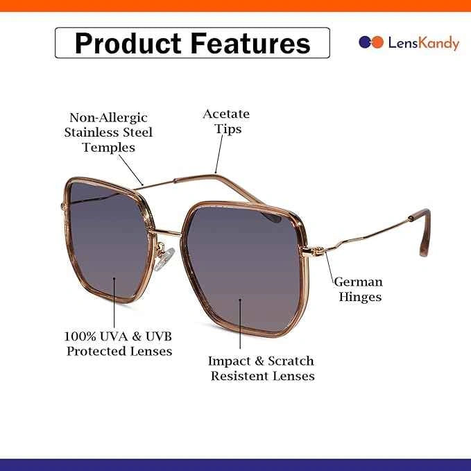 Full Rim  Hexagonal Shape  Stylish Sunglasses  For Women LKS1752-PINK