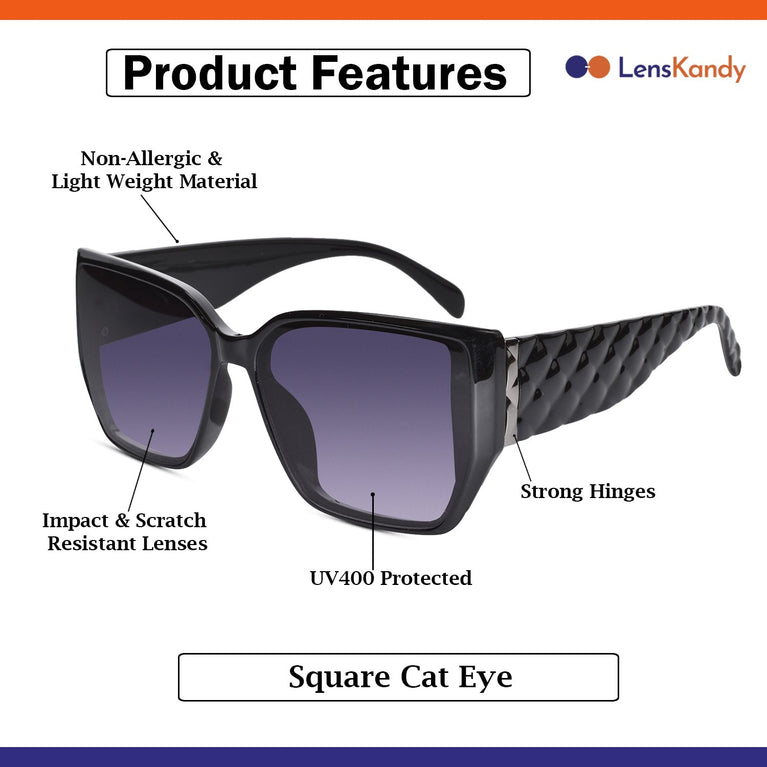 Designer Black Rectangular Sunglasses