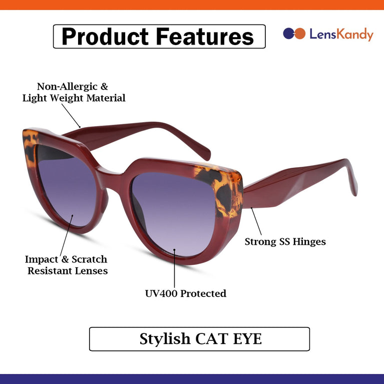 Cat Eye Wine Red Sunglasses for women