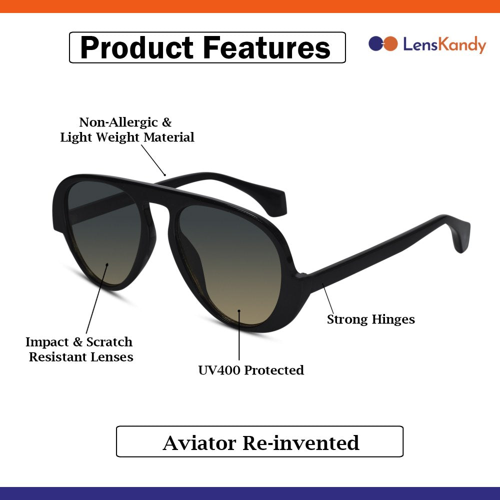 Stylish Pilot Shape Black Sunglasses For Men & Women