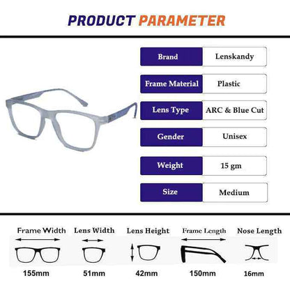 Urban Matte-Ocean Blue Rectangular Eyeglasses & Computer Glasses For Men & Women