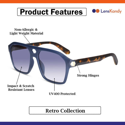 Stylish Black Marshall  Rectangular Black Sunglasses