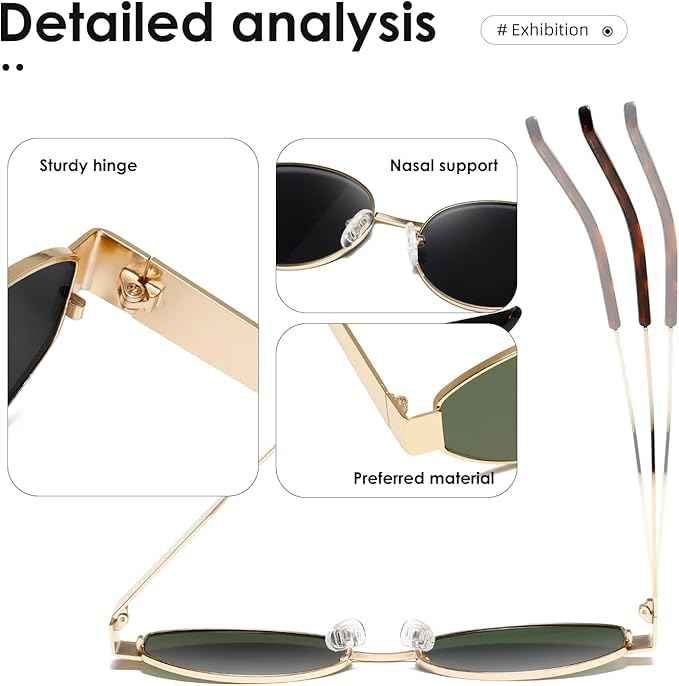 Black Gold Oval Sunglasses For Women & Men