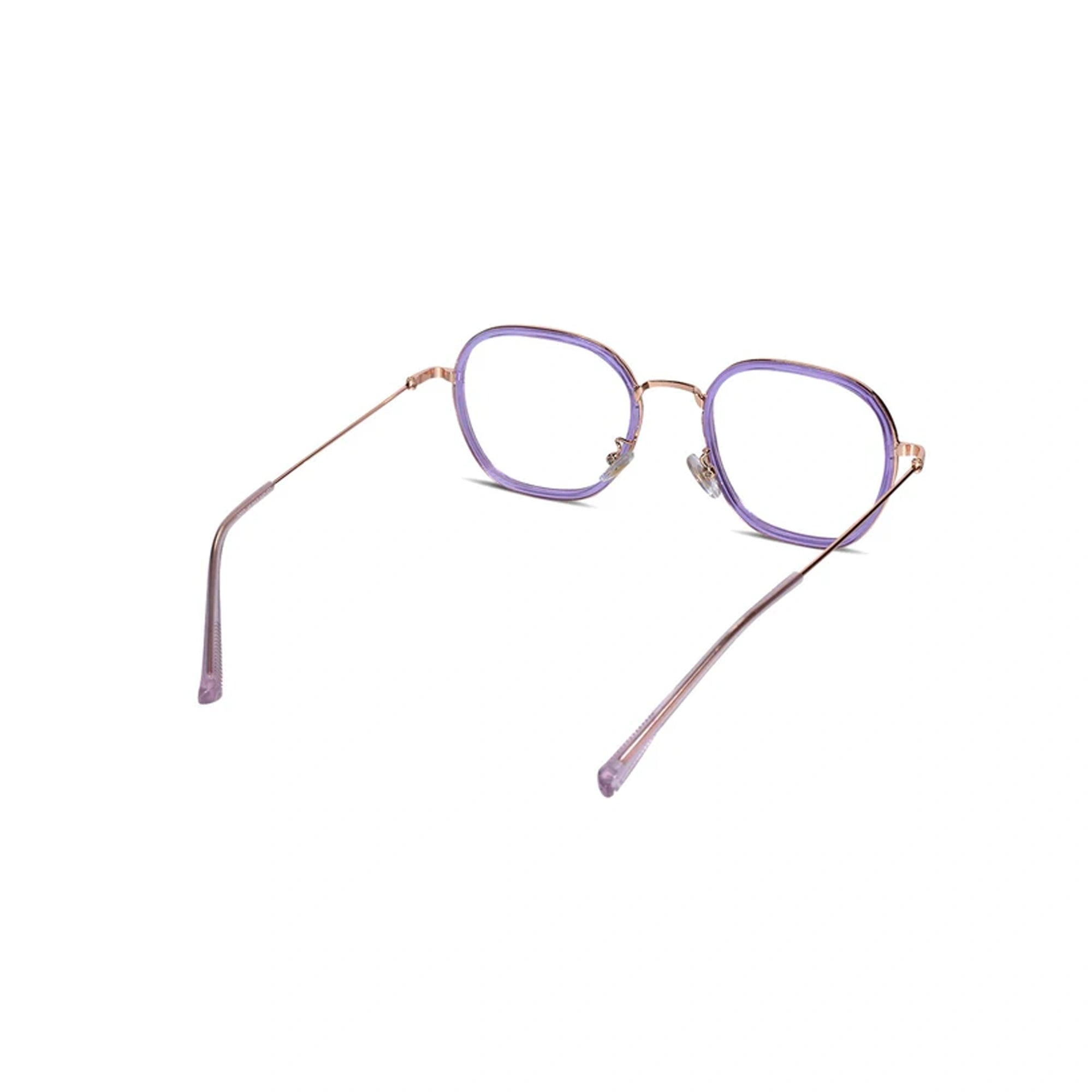 Purple Rose Gold Full Rim Hexagonal Eyeglasses For Women LKE2207-PURPL