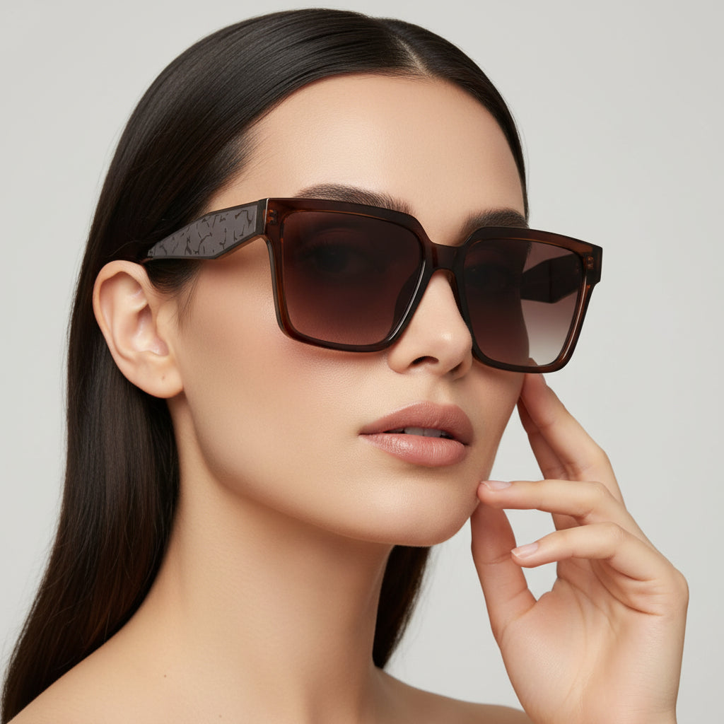Candy| Bold Rectangular Sunglasses for Women ELS8186-BRN
