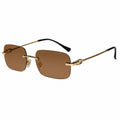 Rimless Rectangle Sunglasses for Men & Women ELS2026S030-BRN