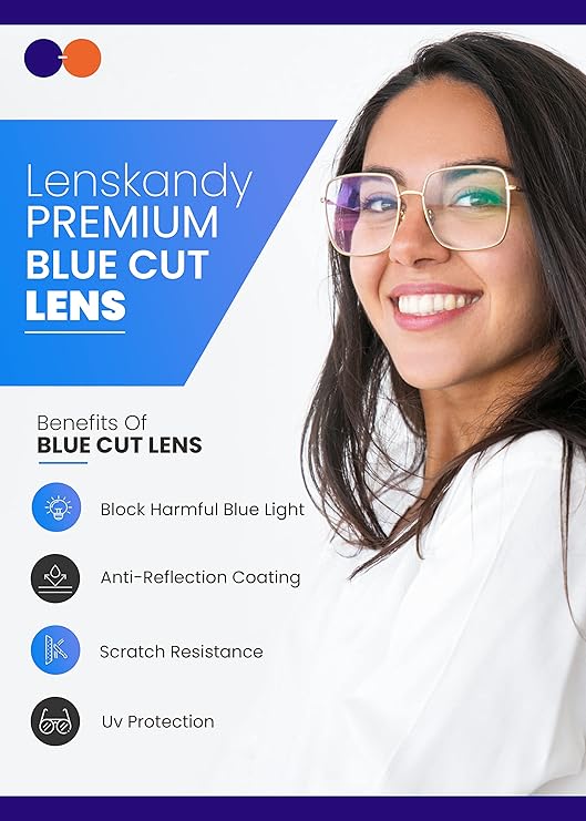 LensKandy Near Vision Power Reading Eyeglass Antiglare Blue Cut Full Frame Glasses For Mobile Computer Laptop Tablet | For Men & Women