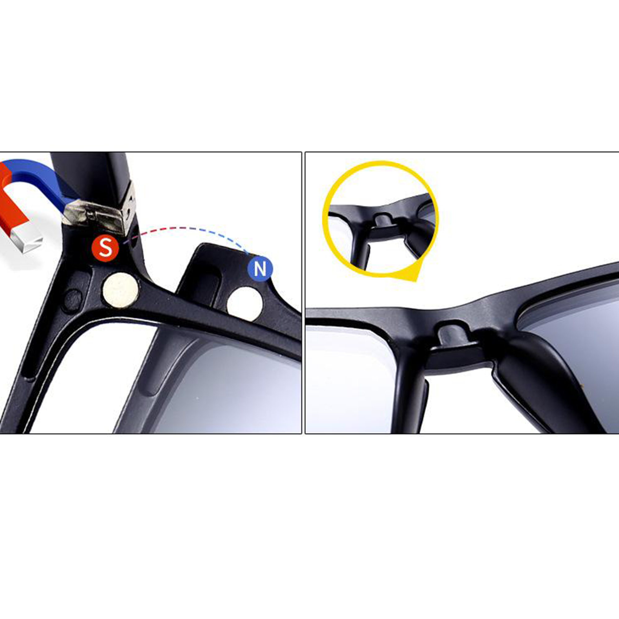 Black Clipon Eyeglasses sunglasses for Men & Women