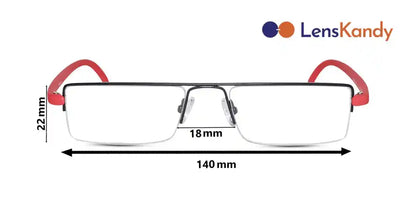Readers Matte Black - Red Half Rim Rectangle