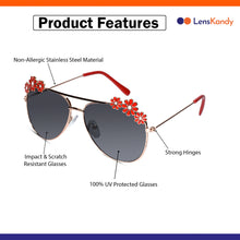Aviator Floral Sunglasses  For Girls