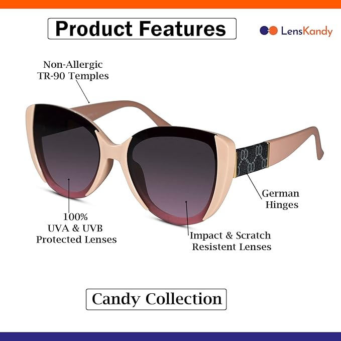 Full Rim Cat Eye Shape | Branded Latest and Trendy Sunglasses | 100% UVA & UVB Protected | Medium | For Women |