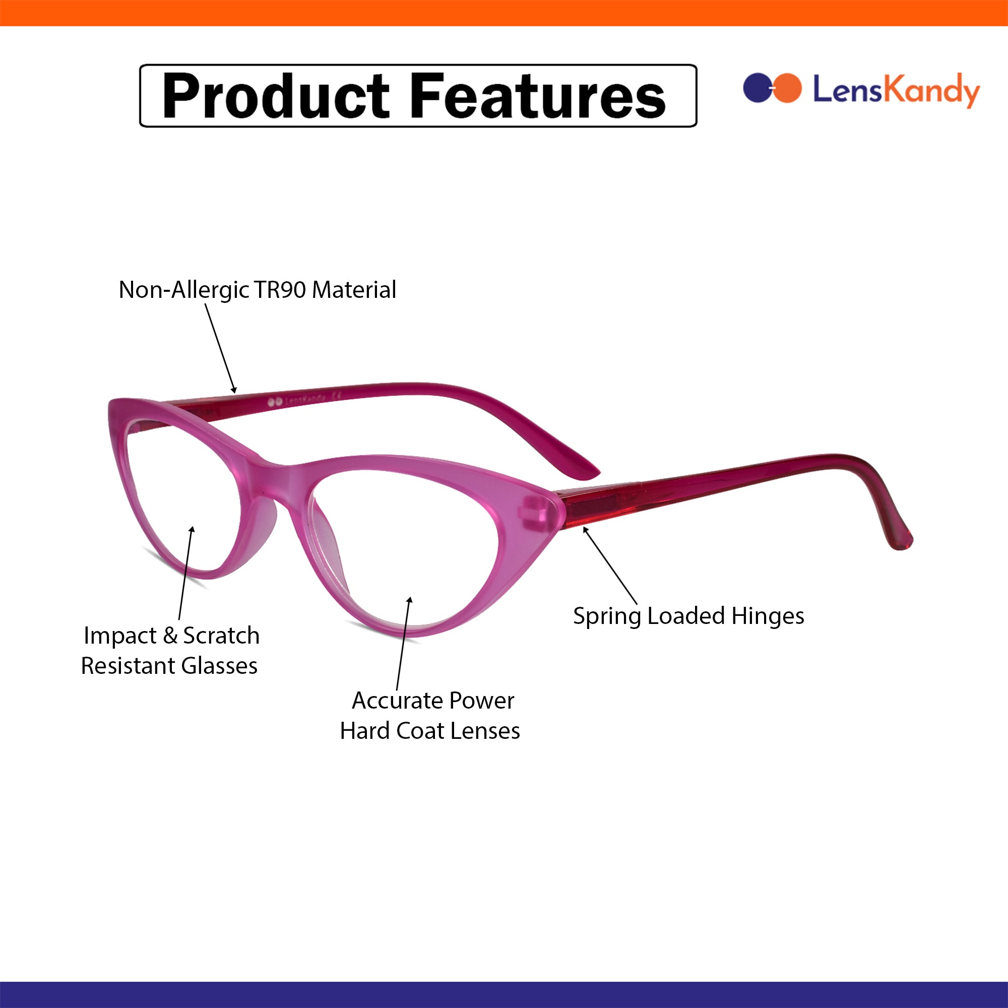 Pink Cat eye Reading Glasses For Women