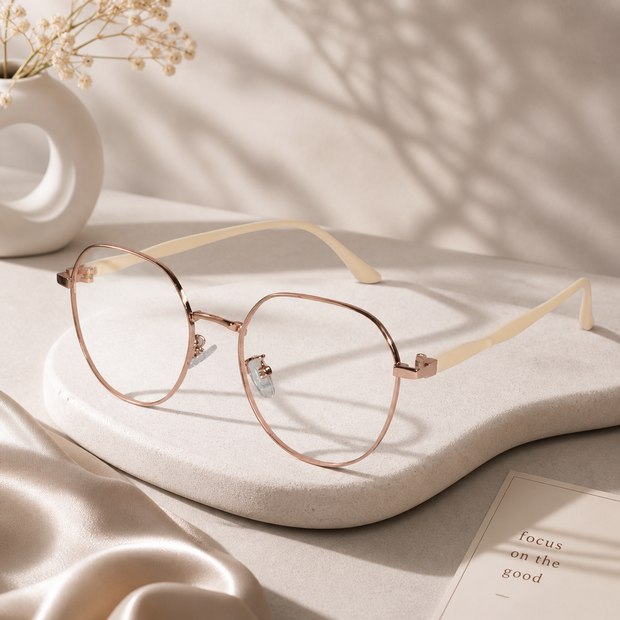 Rosegold Round Eyeglasses for men And Men & Women LKS0955-GOLD