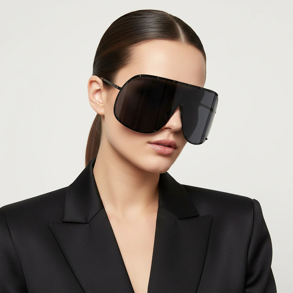 ELINE Oversized  Shield Sunglasses for Men & Women ELS2028-BLK