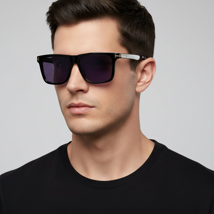 Classic Square UV Protected Sunglasses For Men LKSA12-BLK