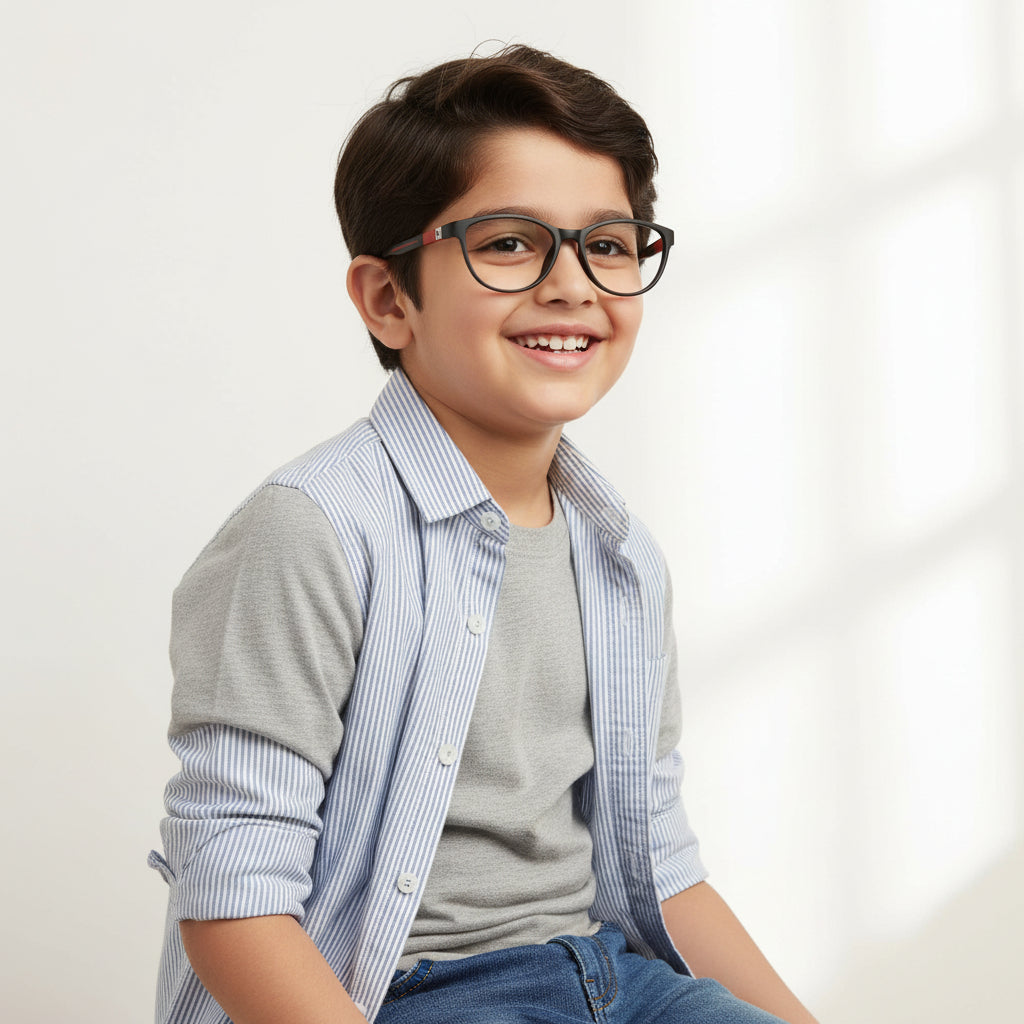 Black Red Cat eye Eyeglasses For Girls LKEK5032-RED