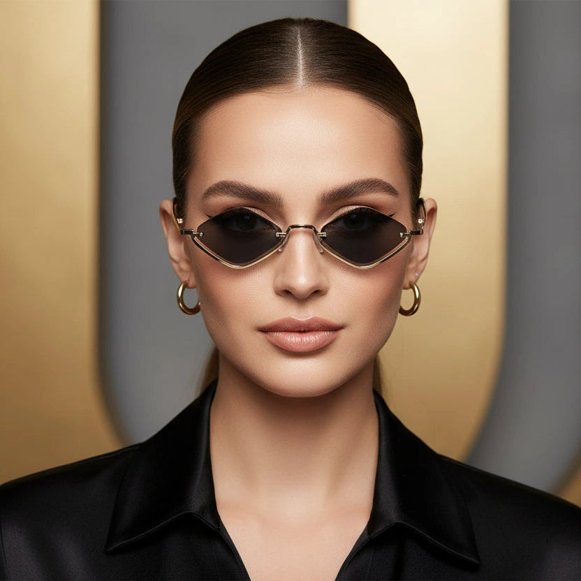 ELINE Irregular Half Frame Sunglasses for Women ELS30-BLK