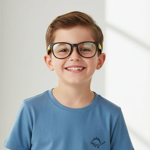 Kids Flexible Black Computer Glasses For Kids LKETKR48-BLK-YLW