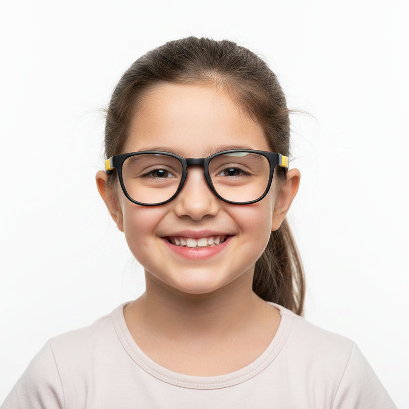 Kids Flexible Black Computer Glasses For Kids LKETKR48-BLK-YLW